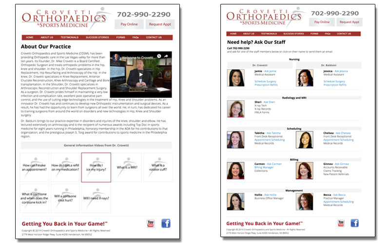 Crovettiortho.com webpage